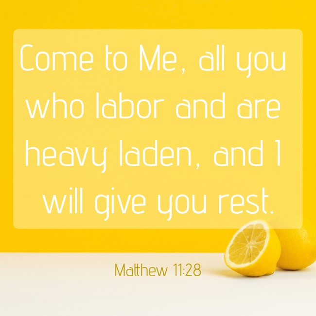 Come to Me, all you who labor and are heavy laden, and I will give you rest. - Matthew 11:28