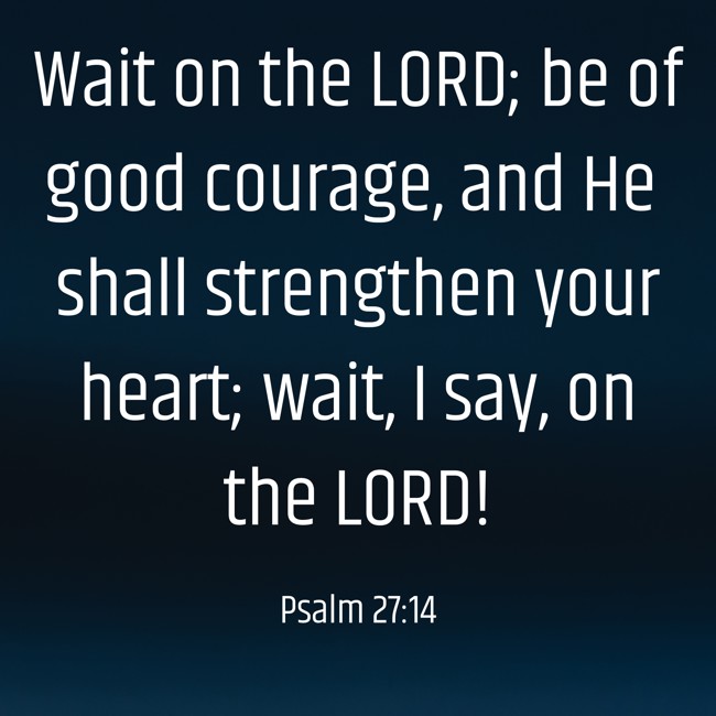 Wait on the LORD; be of good courage, and He shall strengthen your heart; wait, I say, on the LORD! - Psalm 27:14
