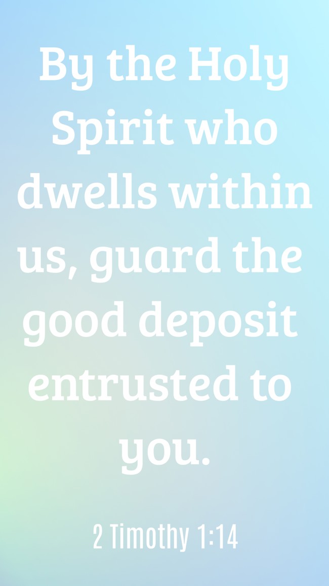 By the Holy Spirit who dwells within us, guard the good deposit entrusted to you. - 2 Timothy 1:14