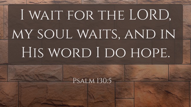 I wait for the LORD, my soul waits, and in His word I do hope. - Psalm 130:5