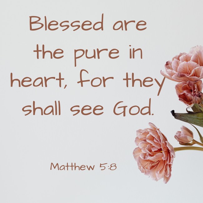 Blessed are the pure in heart, for they shall see God. - Matthew 5:8