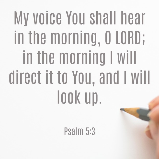 My voice You shall hear in the morning, O LORD; in the morning I will direct it to You, and I will look up. - Psalm 5:3