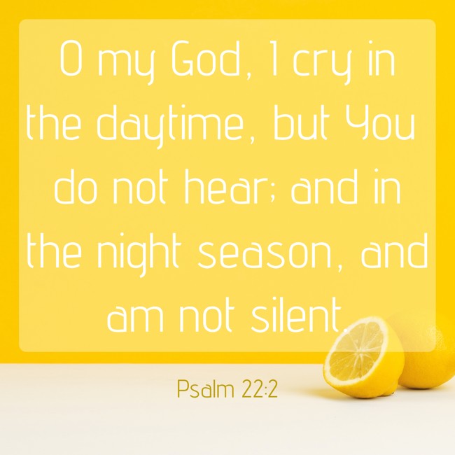 O my God, I cry in the daytime, but You do not hear; and in the night season, and am not silent. - Psalm 22:2