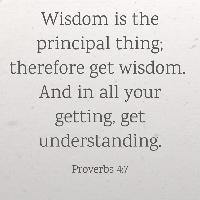 Wisdom is the principal thing; therefore get wisdom. And in all your getting, get understanding. - Proverbs 4:7