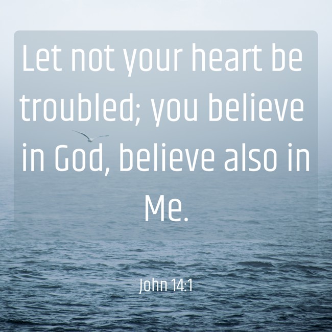  Let not your heart be troubled; you believe in God, believe also in Me.   - John 14:1 