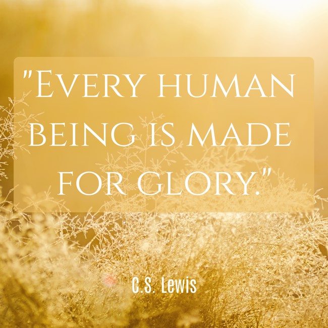 Every human being is made for glory. - C.S. Lewis