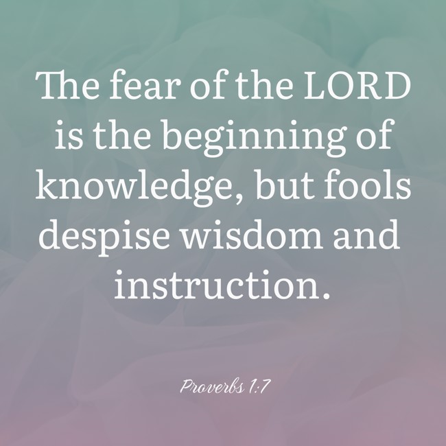 The fear of the LORD is the beginning of knowledge, but fools despise wisdom and instruction. - Proverbs 1:7