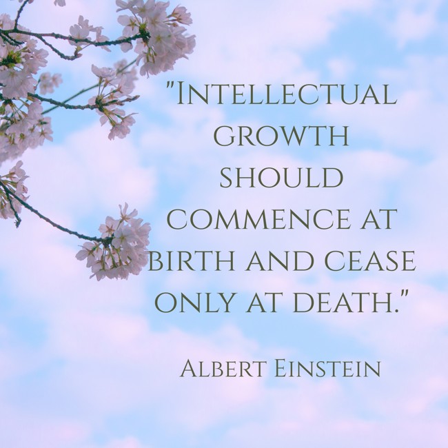 Intellectual growth should commence at birth and cease only at death. - Albert Einstein