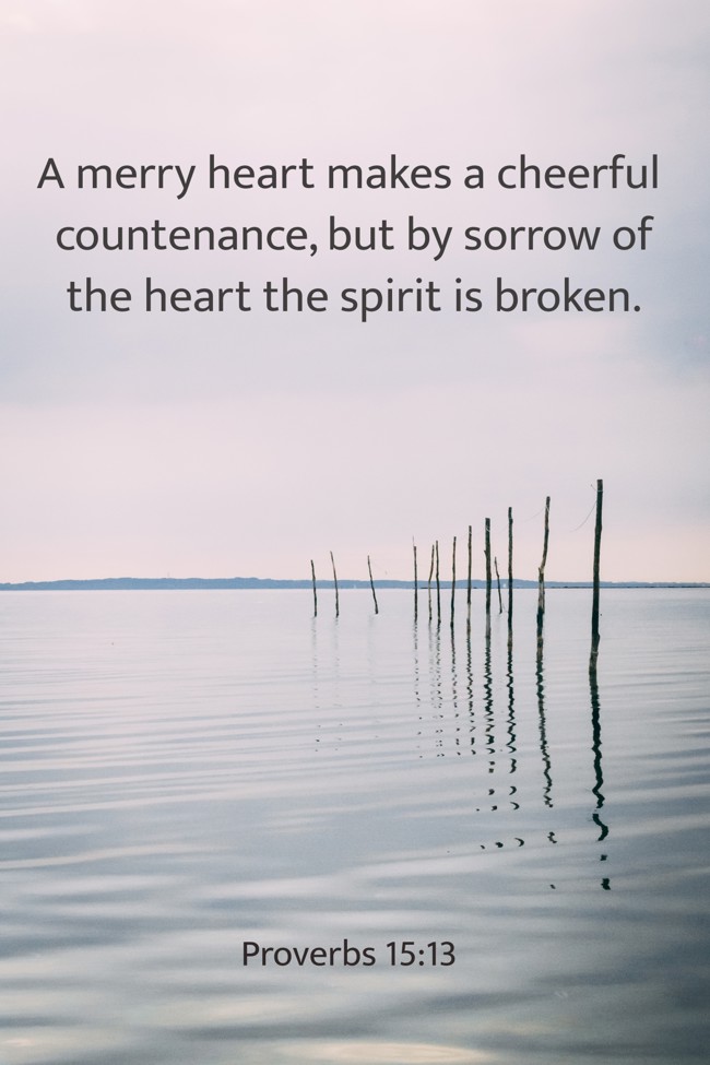  A merry heart makes a cheerful countenance, but by sorrow of the heart the spirit is broken.   - Proverbs 15:13 