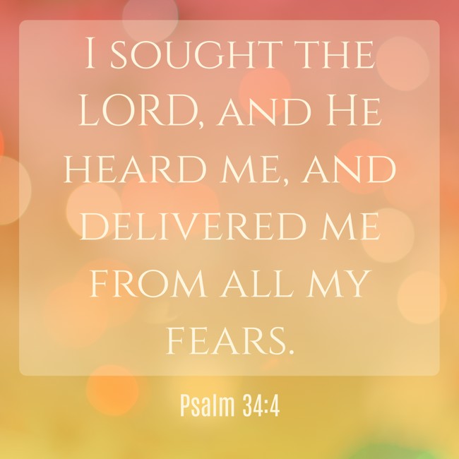 I sought the LORD, and He heard me, and delivered me from all my fears. - Psalm 34:4