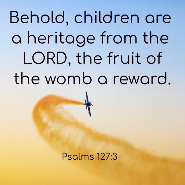 Behold, children are a heritage from the LORD, the fruit of the womb a reward. - Psalms 127:3