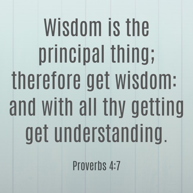  Wisdom is the principal thing; therefore get wisdom: and with all thy getting get understanding.   - Proverbs 4:7 