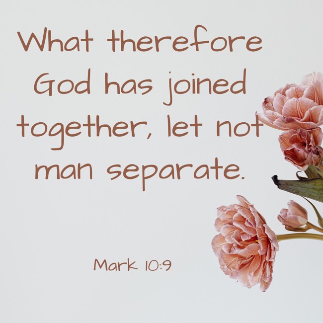 What therefore God has joined together, let not man separate. - Mark 10:9