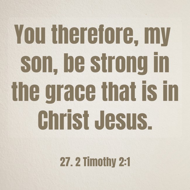  You therefore, my son, be strong in the grace that is in Christ Jesus.   - 27. 2 Timothy 2:1 