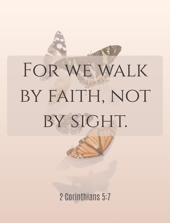 For we walk by faith, not by sight. - 2 Corinthians 5:7