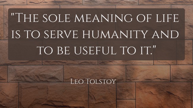The sole meaning of life is to serve humanity and to be useful to it. - Leo Tolstoy