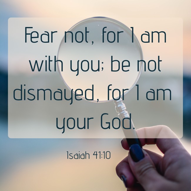 Fear not, for I am with you; be not dismayed, for I am your God. - Isaiah 41:10