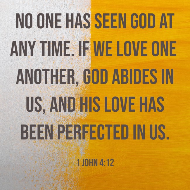 No one has seen God at any time. If we love one another, God abides in us, and His love has been perfected in us. - 1 John 4:12