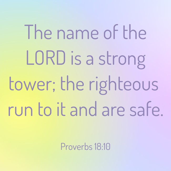The name of the LORD is a strong tower; the righteous run to it and are safe. - Proverbs 18:10