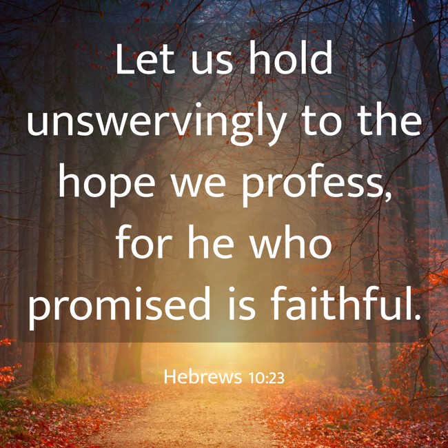 Let us hold unswervingly to the hope we profess, for he who promised is faithful. - Hebrews 10:23
