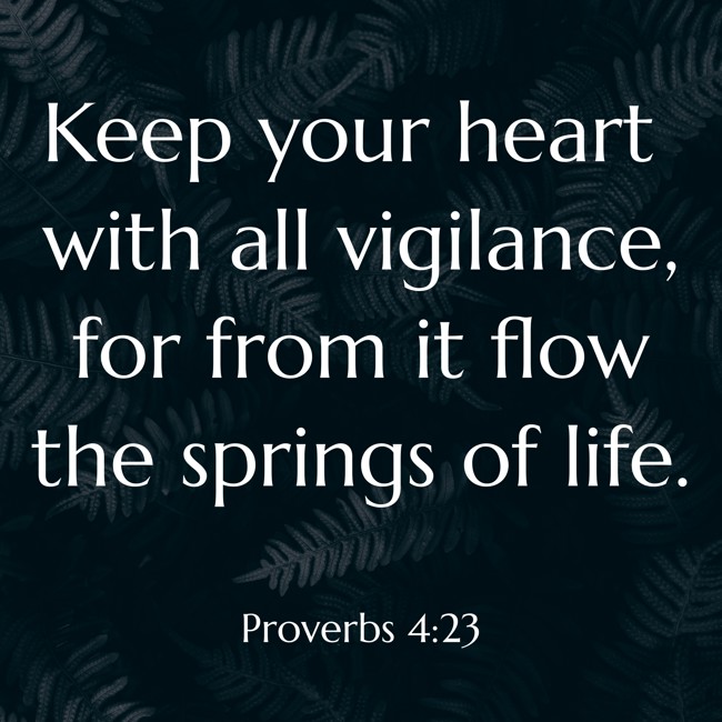 Keep your heart with all vigilance, for from it flow the springs of life. - Proverbs 4:23