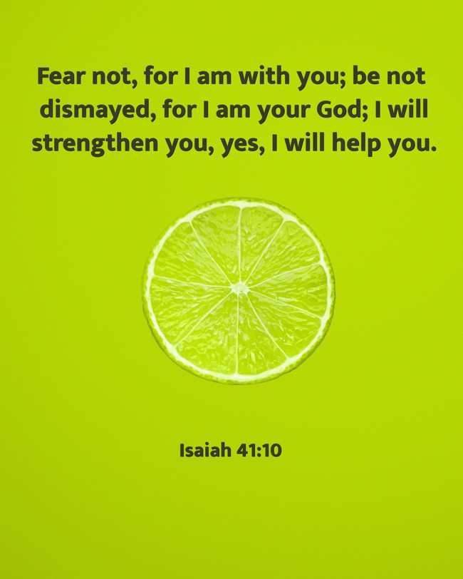 Fear not, for I am with you; be not dismayed, for I am your God; I will strengthen you, yes, I will help you. - Isaiah 41:10