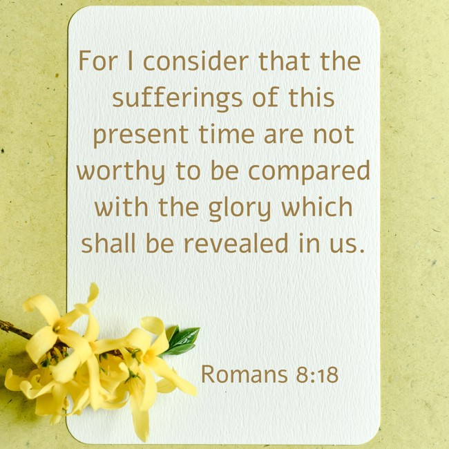 For I consider that the sufferings of this present time are not worthy to be compared with the glory which shall be revealed in us. - Romans 8:18