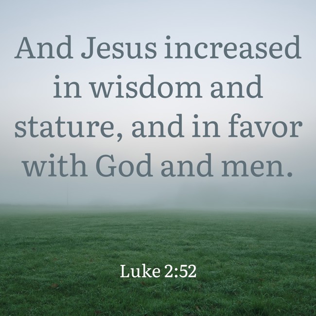 And Jesus increased in wisdom and stature, and in favor with God and men. - Luke 2:52