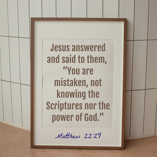 Jesus answered and said to them, “You are mistaken, not knowing the Scriptures nor the power of God.” - Matthew 22:29