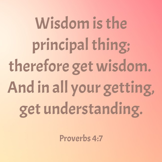 Wisdom is the principal thing; therefore get wisdom. And in all your getting, get understanding. - Proverbs 4:7