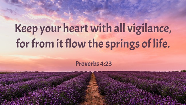  Keep your heart with all vigilance, for from it flow the springs of life.   - Proverbs 4:23 