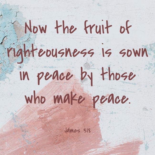 Now the fruit of righteousness is sown in peace by those who make peace. - James 3:18