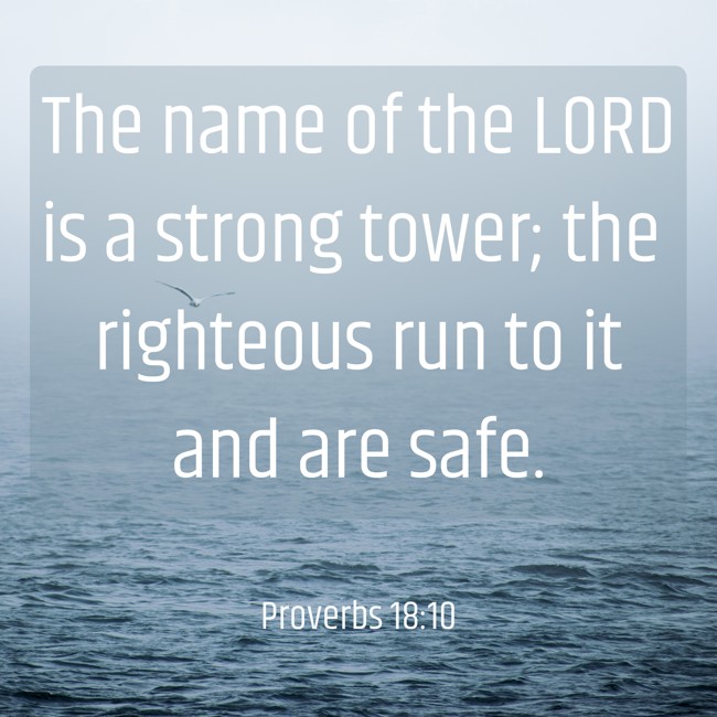 The name of the LORD is a strong tower; the righteous run to it and are safe. - Proverbs 18:10