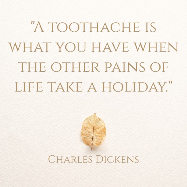 A toothache is what you have when the other pains of life take a holiday. - Charles Dickens