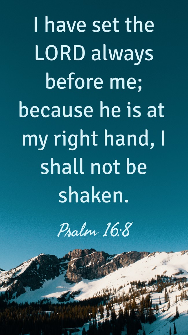 I have set the LORD always before me; because he is at my right hand, I shall not be shaken. - Psalm 16:8