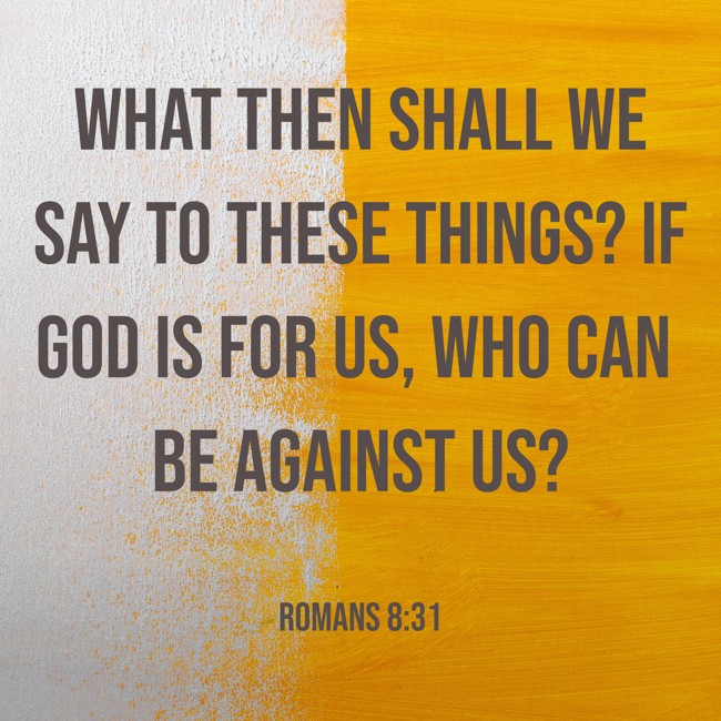  What then shall we say to these things? If God is for us, who can be against us?   - Romans 8:31 