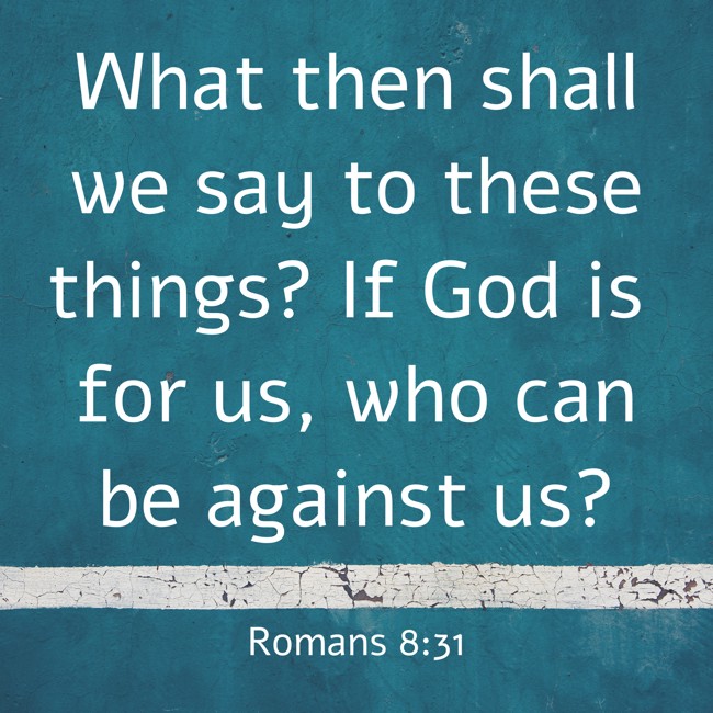  What then shall we say to these things? If God is for us, who can be against us?   - Romans 8:31 