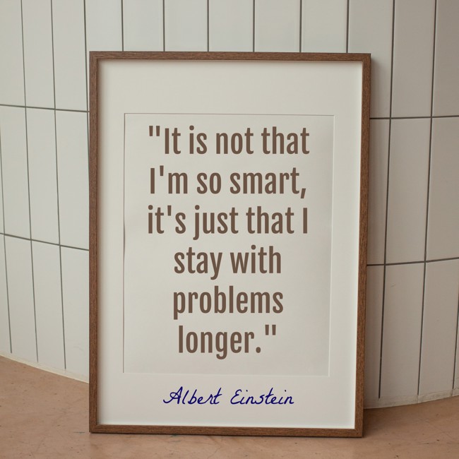  It is not that I'm so smart, it's just that I stay with problems longer.   - Albert Einstein 