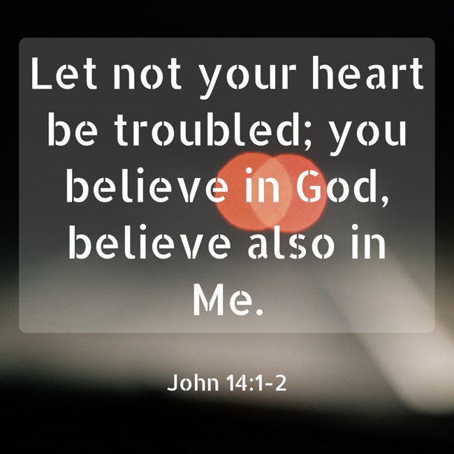 Let not your heart be troubled; you believe in God, believe also in Me. - John 14:1-2