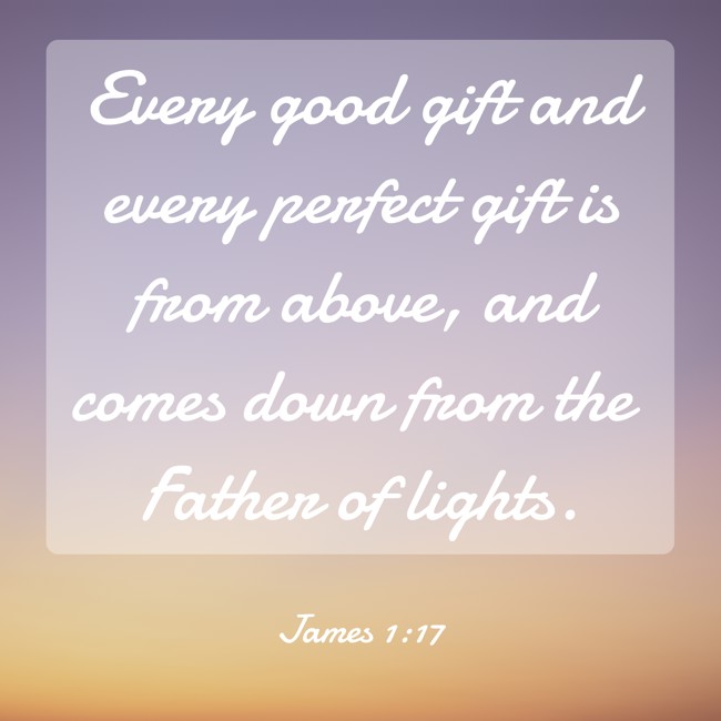 Every good gift and every perfect gift is from above, and comes down from the Father of lights. - James 1:17