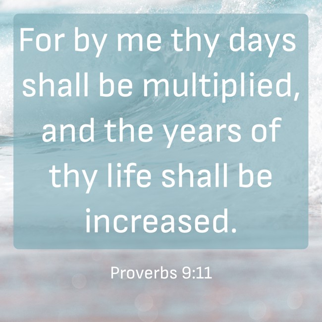 For by me thy days shall be multiplied, and the years of thy life shall be increased. - Proverbs 9:11