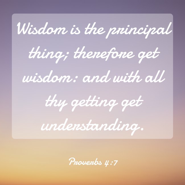 Wisdom is the principal thing; therefore get wisdom: and with all thy getting get understanding. - Proverbs 4:7