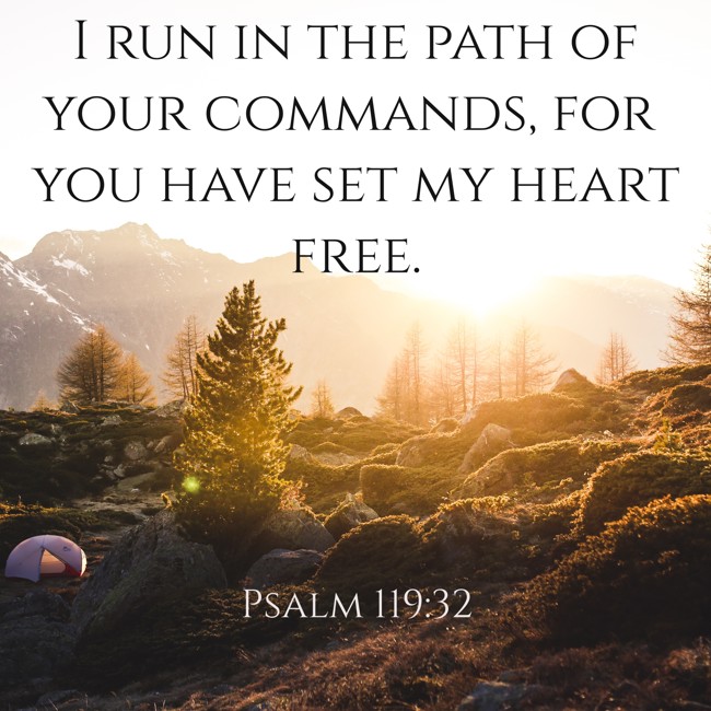 I run in the path of your commands, for you have set my heart free. - Psalm 119:32