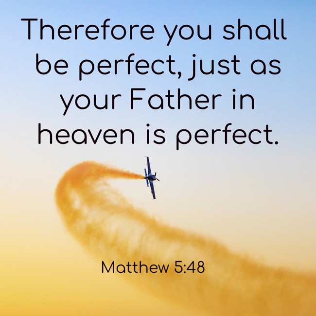 Therefore you shall be perfect, just as your Father in heaven is perfect. - Matthew 5:48