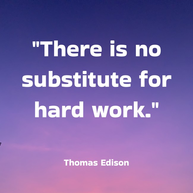 There is no substitute for hard work. - Thomas Edison