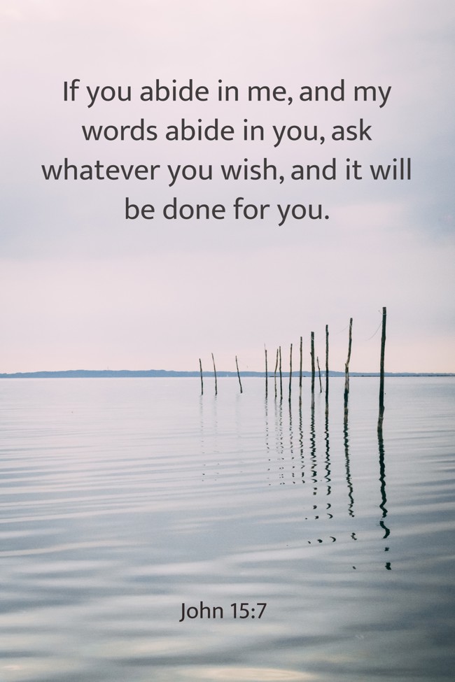If you abide in me, and my words abide in you, ask whatever you wish, and it will be done for you. - John 15:7
