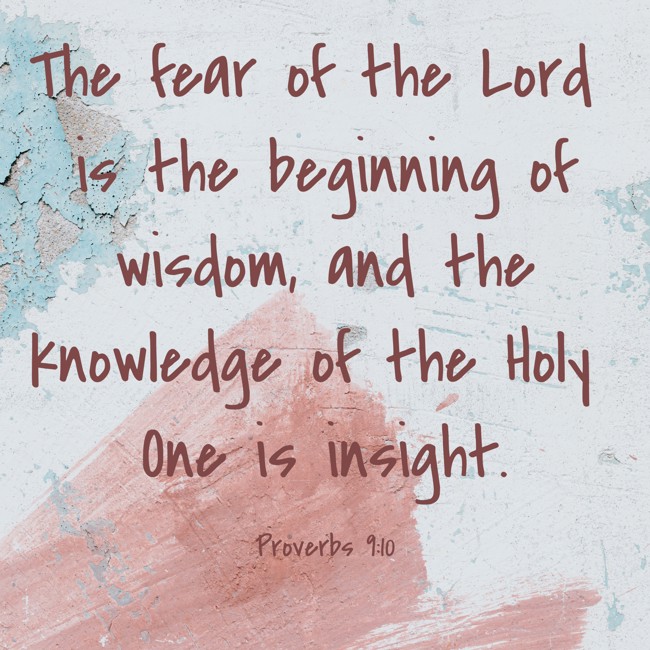 The fear of the Lord is the beginning of wisdom, and the knowledge of the Holy One is insight. - Proverbs 9:10