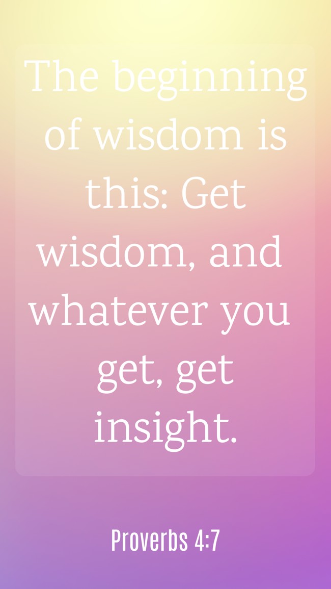 The beginning of wisdom is this: Get wisdom, and whatever you get, get insight. - Proverbs 4:7