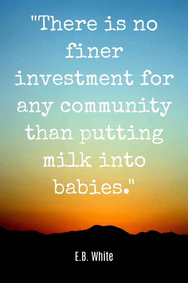 There is no finer investment for any community than putting milk into babies. - E.B. White