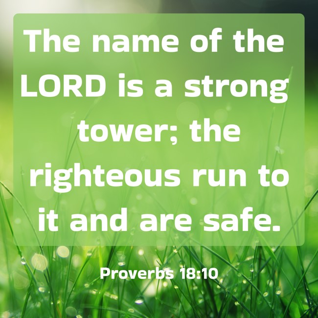 The name of the LORD is a strong tower; the righteous run to it and are safe. - Proverbs 18:10
